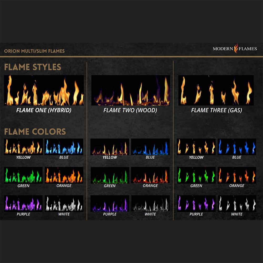 Modern Flames Orion Multi 76-Inch Three-Sided Electric Fireplace with Allwood Wall System - Model OR76-MULTI