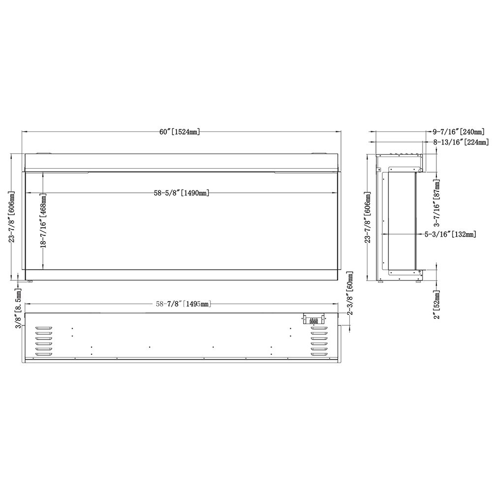 Modern Flames Orion Multi 60-Inch Three-Sided Built-In Electric Fireplace OR60-MULTI