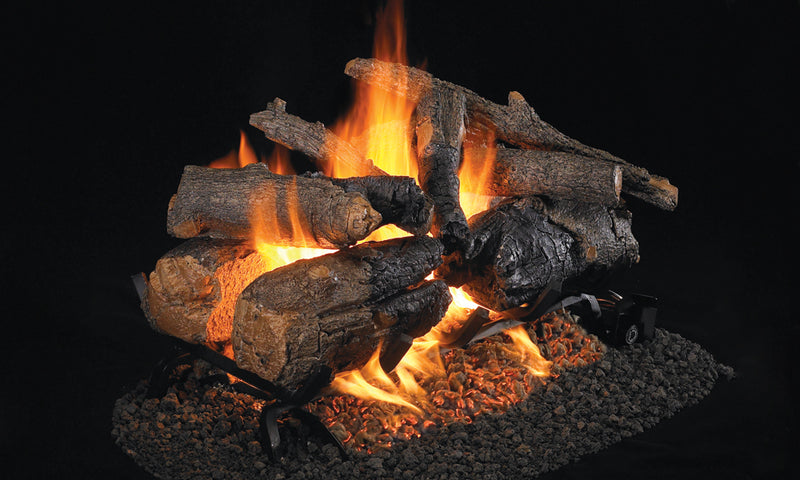 18" Charred American Oak See-Through Vented Gas Logs | Real Fyre