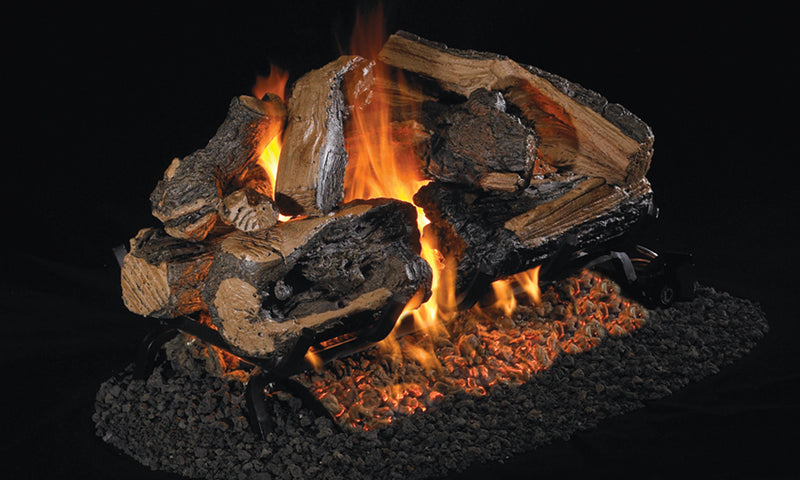 30" Rugged Split Oak Dsgnr See-Through Vented Gas Logs | Real Fyre
