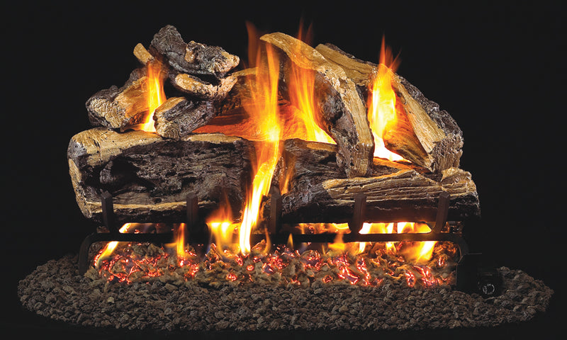 30" Charred Rugged Split Oak Vented Gas Log Set | Real Fyre