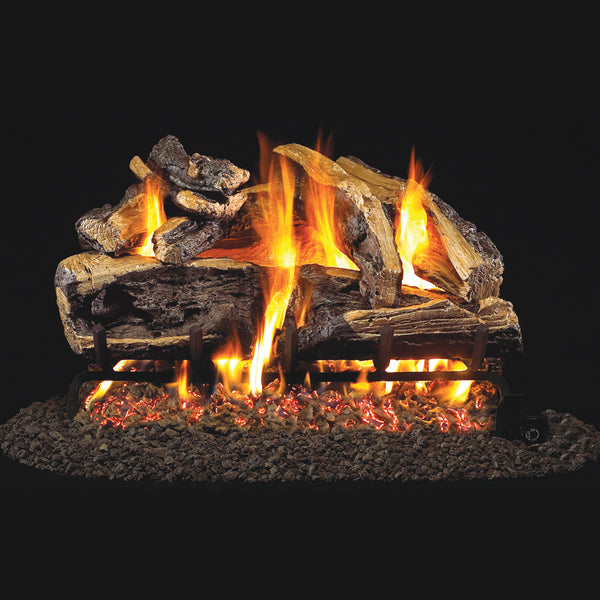 30-inch Charred Rugged Split Oak Outdoor Vented Gas Log Set by Real Fyre