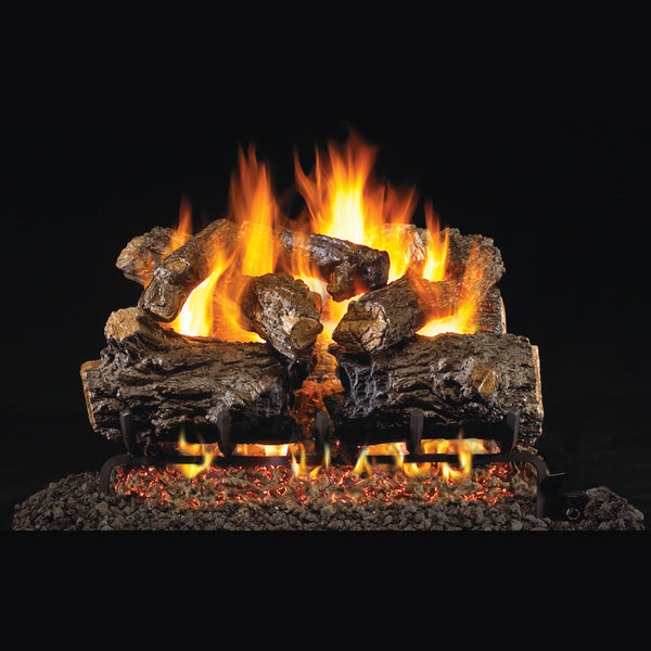 30-inch Burnt Rustic Oak Outdoor Vented Gas Log Set by Real Fyre