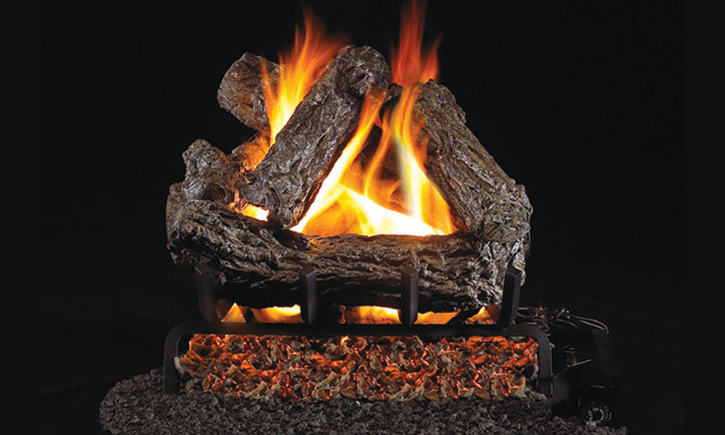 30" Rustic Oak Vented Gas Log Set | Real Fyre