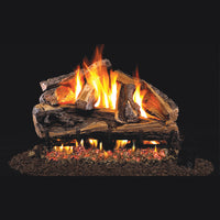 Real Fyre 30" Rugged Split Oak ANSI Vented Gas Log Set — original product reference. Arrangement and burner hardware vary by selected size and configuration.