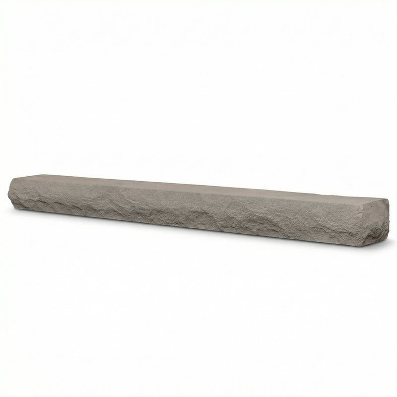 Rockface Stone Mantel Shelf with non-combustible concrete Burncrete finish in Bluegrass Fog