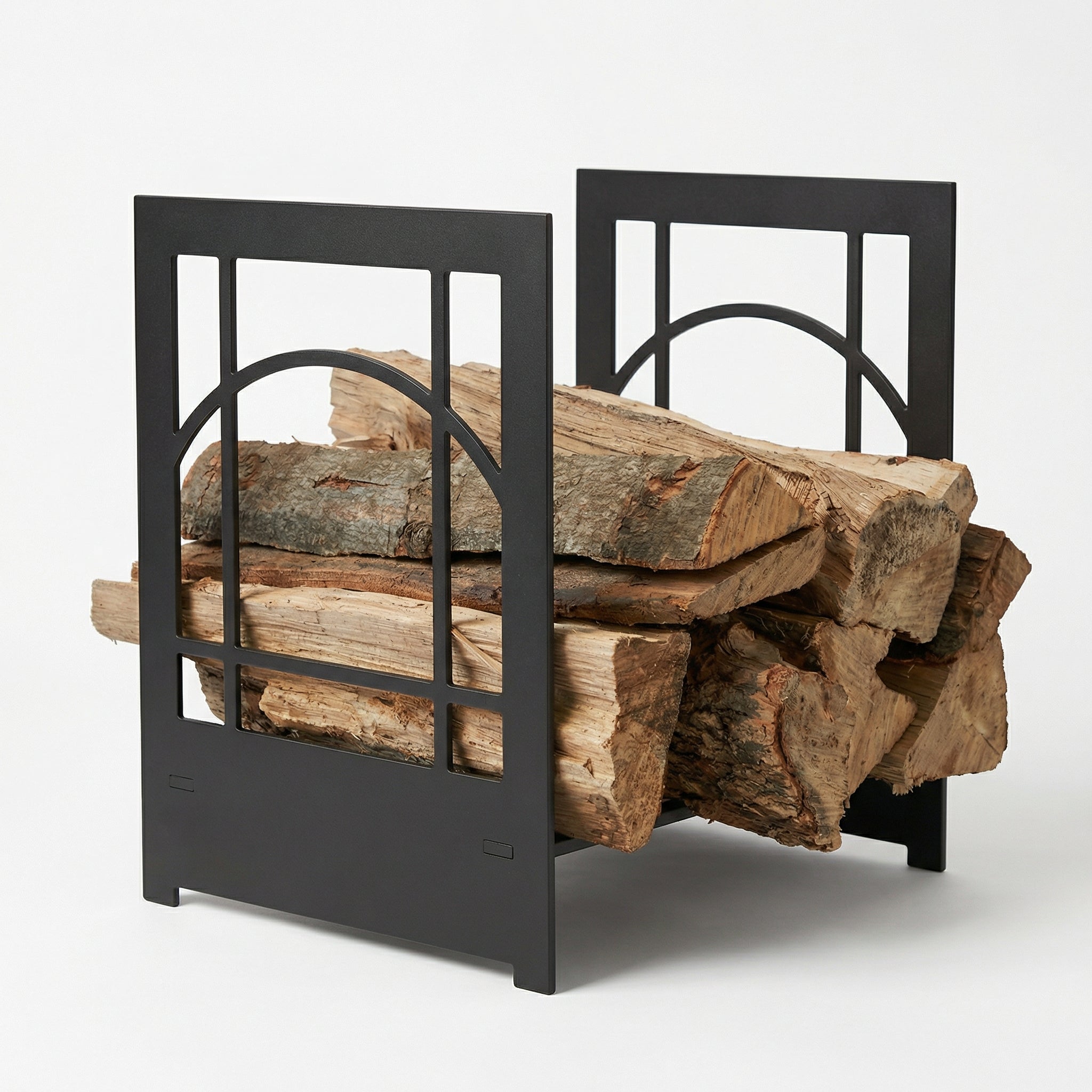 Design Specialties Log Holder Sunrise – 3/16” Laser-Cut Steel Firewood Rack – 21 Custom Finish Options – Made in USA