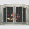 Industrial - Arch Masonry Steel Fireplace Glass Doors | Cust — fire animation