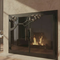Oak Tree - Masonry & Prefab Fireplace Glass Doors | Custom — fire animation