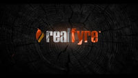 Real Fyre video: Charred Cinder Oak — 24" shown. Size and configuration may vary.