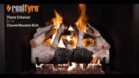 Real Fyre video: Charred Mountain Birch Enhanced — 24" shown. Size and configuration may vary.