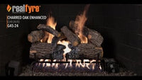 Real Fyre video: Charred Oak Enhanced — 24" shown. Size and configuration may vary.