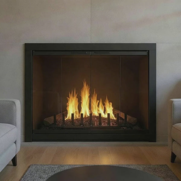 Piccolo - Masonry Fireplace Glass Doors | Custom — fire animation (loop)