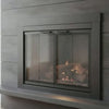 Armitage Flat Dark Grey Masonry Fireplace Door | Standard — fire animation (loop)