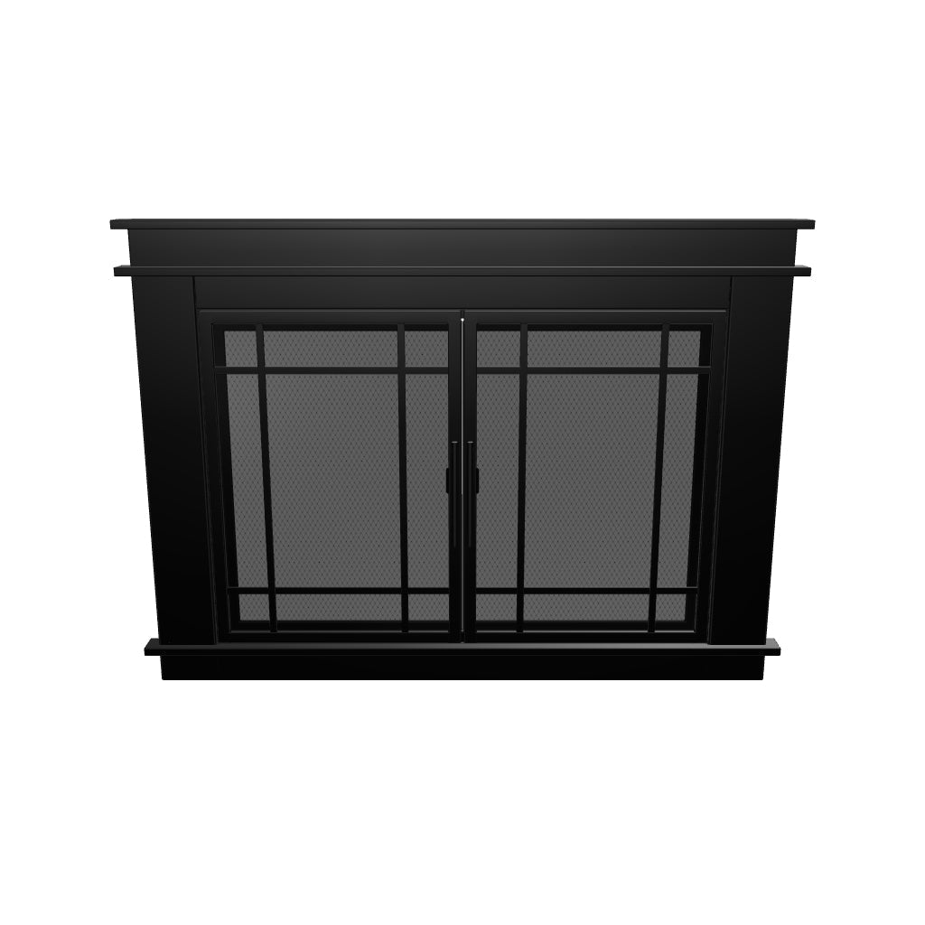 Finley Flat Black Masonry Fireplace Door | Standard Sizes