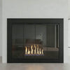 Medio Flat Black Masonry Fireplace Door | Custom Size — fire animation (loop)