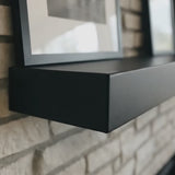 Non-Combustible Metal Fireplace Mantel Shelf | Custom Floating Mantel, Black