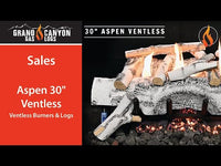 30" Aspen Birch Single-Sided Ventless Gas Log Set | Grand Canyon