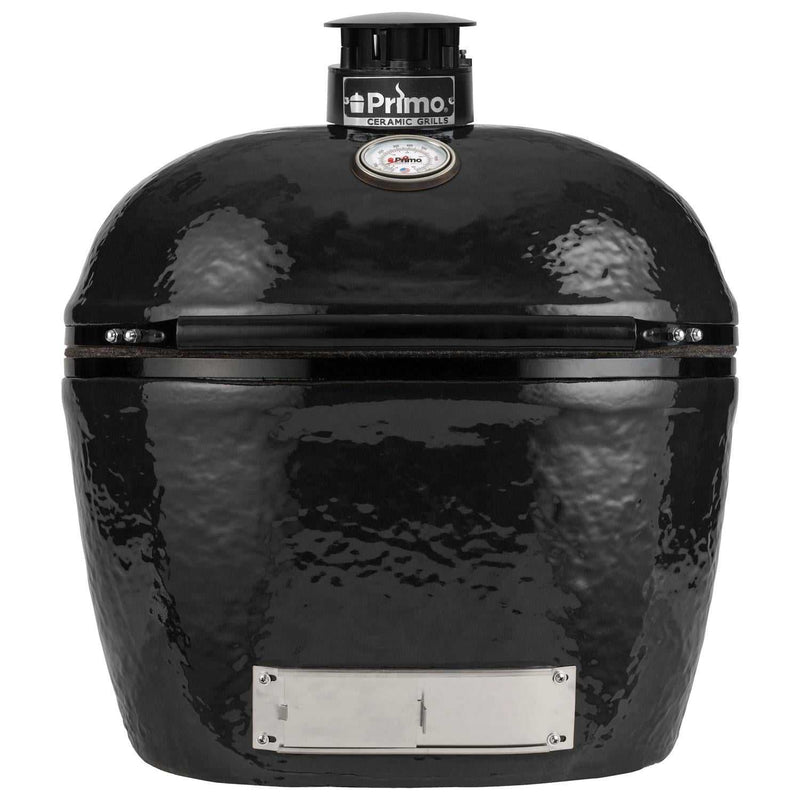 Primo Oval Junior 200 ceramic kamado grill with stainless steel grates and oval shape for versatile cooking