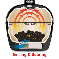 Primo Oval XL 400 Ceramic Kamado Grill On Steel Cart With 2-Piece Island Side Shelves And Stainless Steel Grates