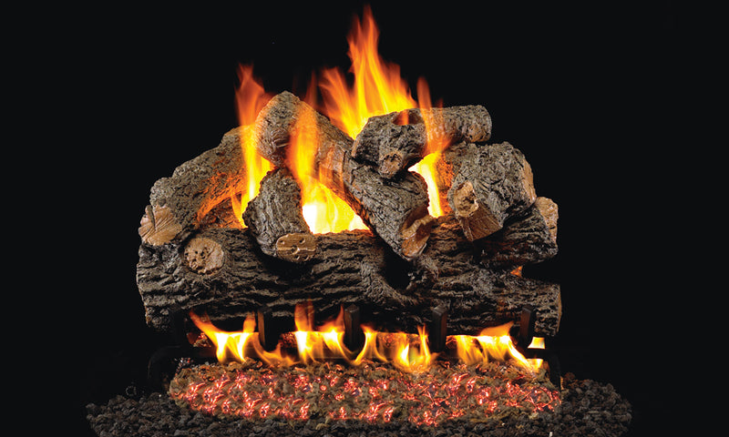 Real Fyre 36" Royal English Oak Designer Vented Gas Log Set — original product reference. Arrangement and burner hardware vary by selected size and configuration.