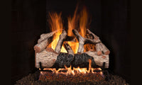 Real Fyre 18" Charred Mountain Birch Enhanced Vented Gas Log Set — original product reference. Arrangement and burner hardware vary by selected size and configuration.