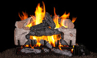 Real Fyre 18" Charred Cinder Birch Vented Gas Log Set — original product reference. Arrangement and burner hardware vary by selected size and configuration.