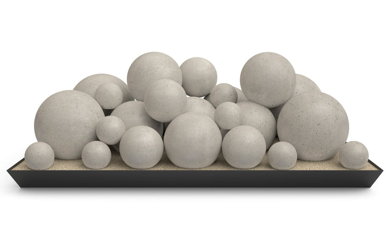 Real Fyre 24" Mixed Select Graystone Fyre Spheres Vented Set — original product reference. Arrangement and burner hardware vary by selected size and configuration.