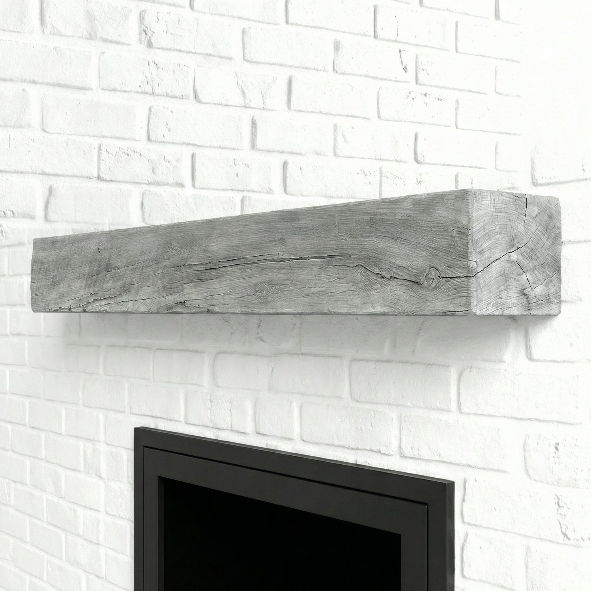 Grist Mill Non-Combustible Concrete Mantel Shelf Weathered Grey Finish