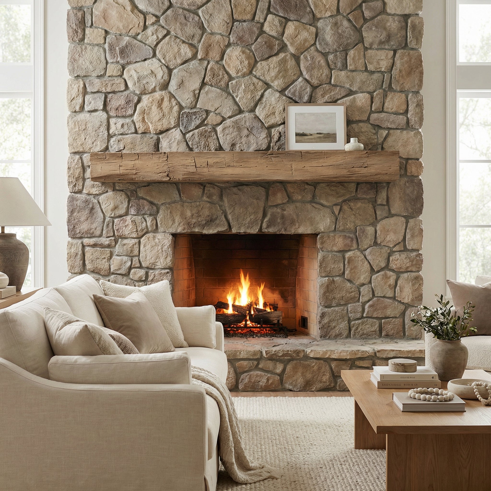 Hayloft Non-Combustible Concrete Mantel Shelf Pale Honey Finish