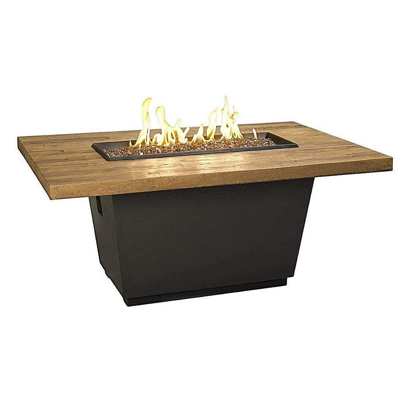 American Fyre Designs Reclaimed Wood Cosmopolitan 54" Rectangle Fire Table - French Barrel Oak