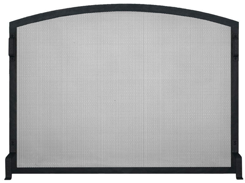 Carolina Arch Fireplace Screen / Template Provided / Black Matte Finish / Classic Leg / Bird Cage Handles