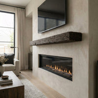 Smokehouse Non-Combustible Concrete Mantel Shelf in Roasted Chestnut Finish with Rustic Barn Timber Style