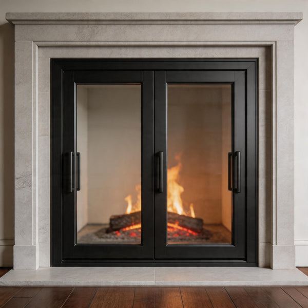 Sierra fireplace door — matte black finish