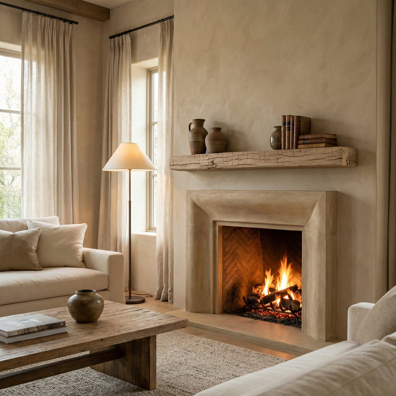 Smokehouse Non-Combustible Concrete Mantel Shelf Pale Honey Finish
