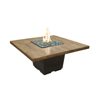 American Fyre Designs Reclaimed Wood Cosmopolitan 60" Square Dining Firetable - French Barrel Oak