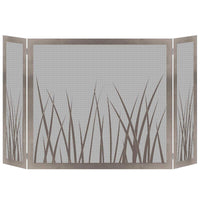 Steel custom folding free standing fireplace screen with solid steel frame and heavy gauge mesh