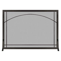Steel custom single panel fireplace screen with window pane design and solid steel frame