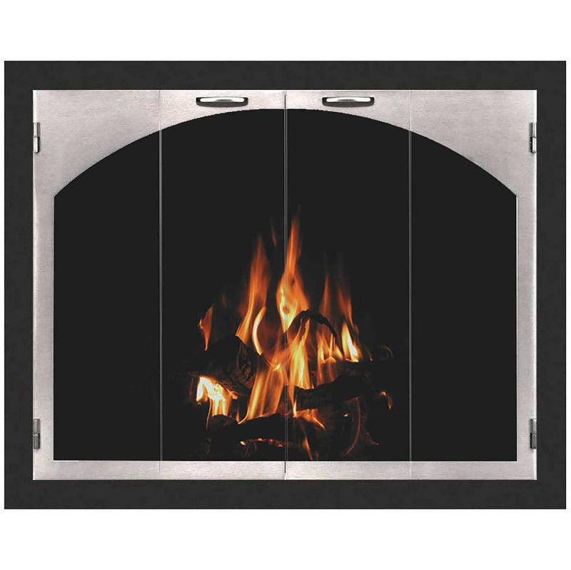 Carolina steel fireplace glass door arch conversion for masonry and zero clearance fireplaces with custom dimensions and 5-year warranty