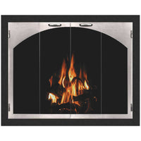 Carolina steel fireplace glass door arch conversion for masonry and zero clearance fireplaces with custom dimensions and 5-year warranty