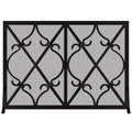 Steel Fireplace Screen Custom Made 21 Finishes Single Panel - Banded Scroll