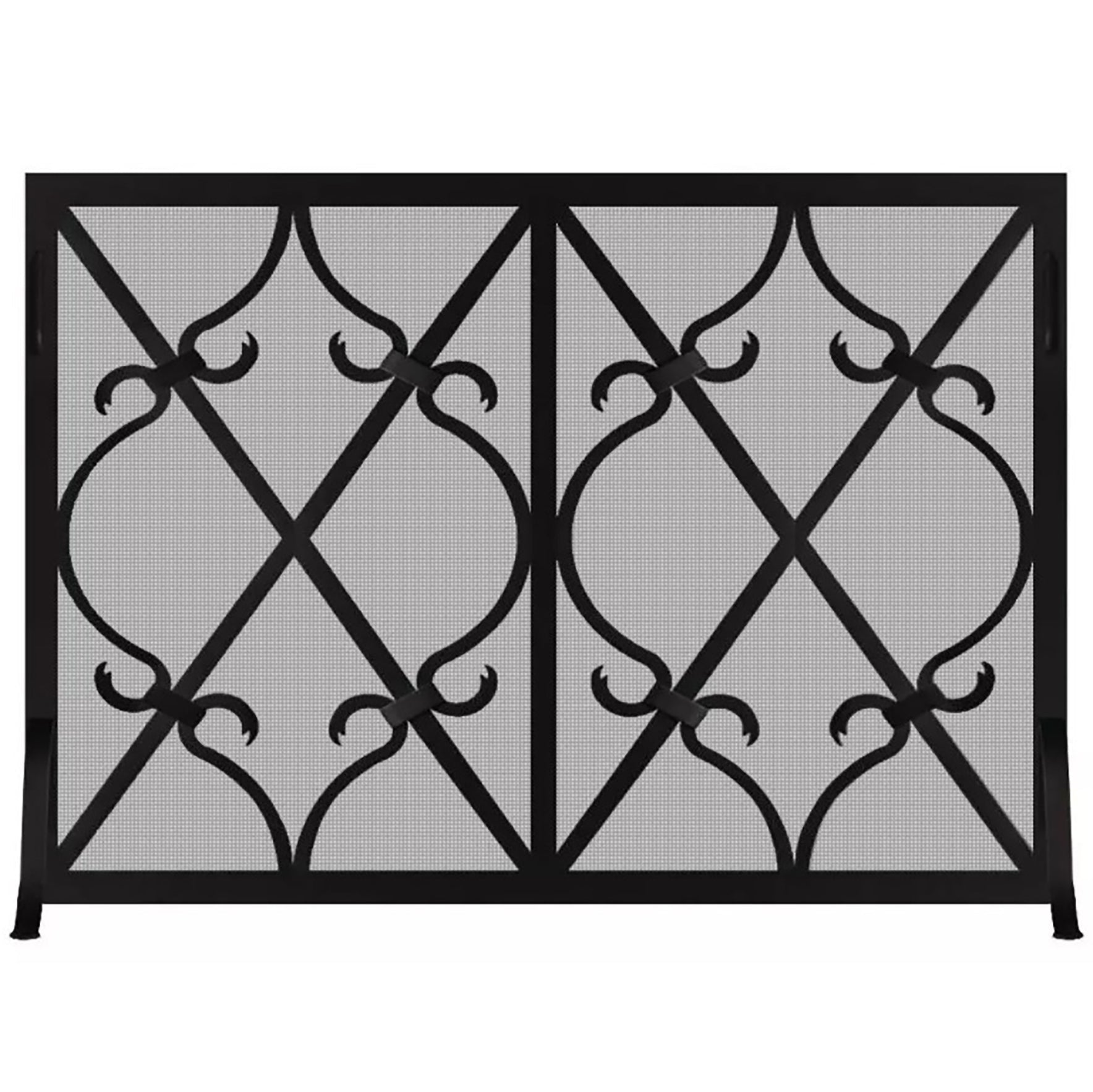 Steel Fireplace Screen Custom Made 21 Finishes Single Panel - Banded Scroll - ExceptionalFire