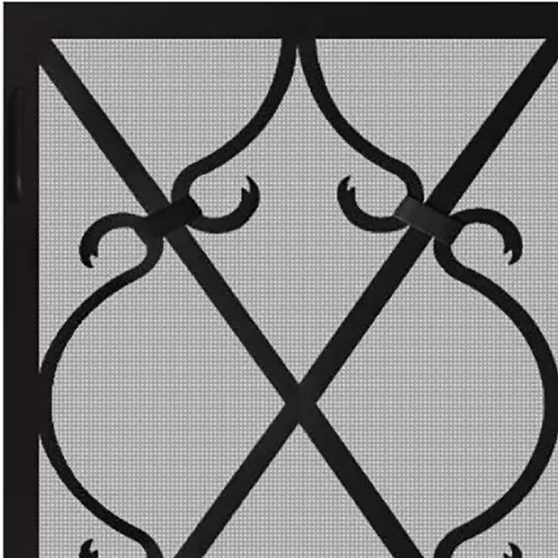 Steel Fireplace Screen Custom Made 21 Finishes Single Panel - Banded Scroll - ExceptionalFire