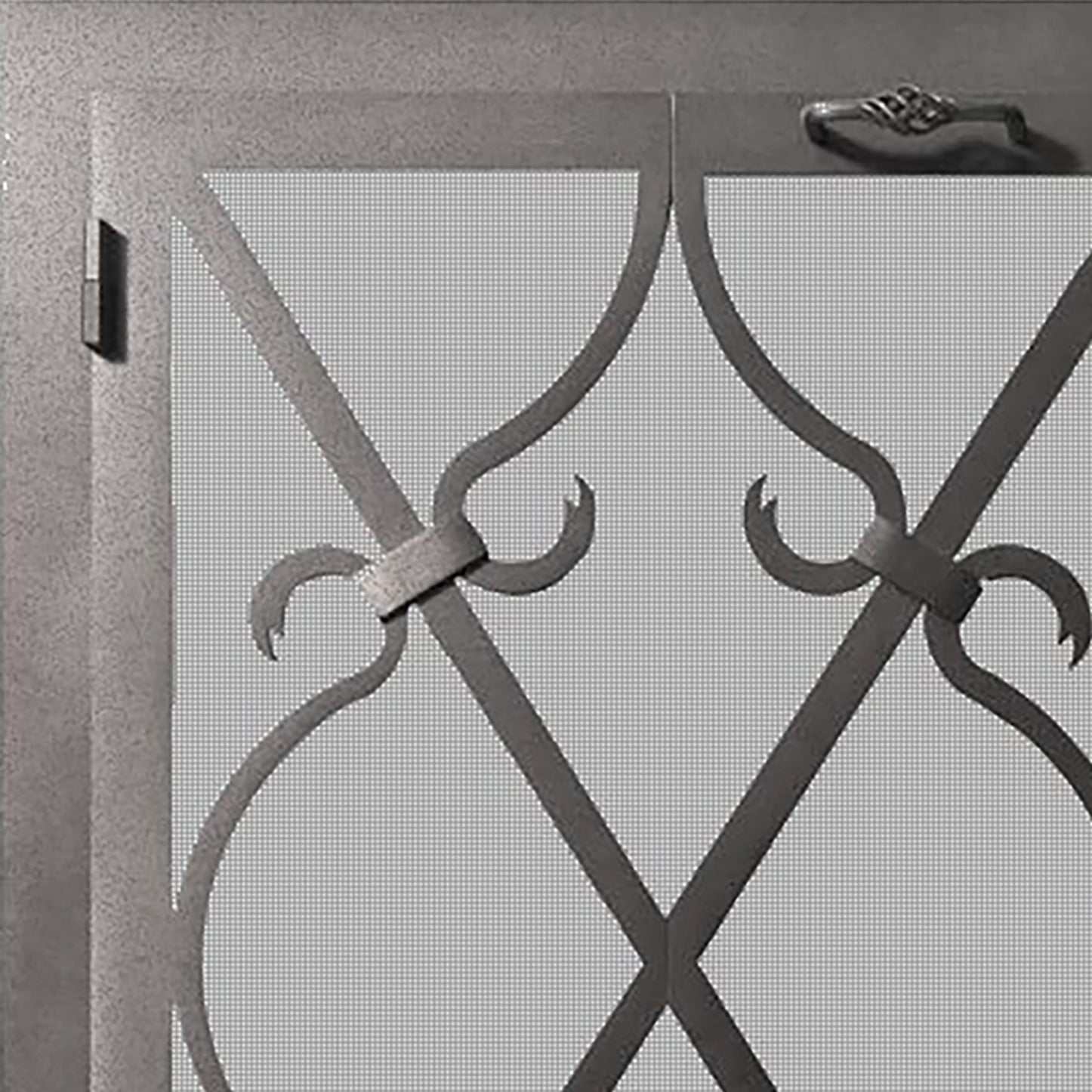 Steel Free Standing Screen with Doors Custom Made - Banded Scroll - ExceptionalFire