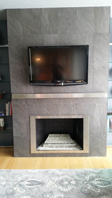 Non-Combustible Metal Fireplace Mantel Shelf | Custom Floating Mantel, Black