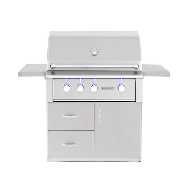 Summerset Alturi Cart Mount Gas Grill 36-inch stainless steel luxury outdoor grill with rotisserie and interior lighting