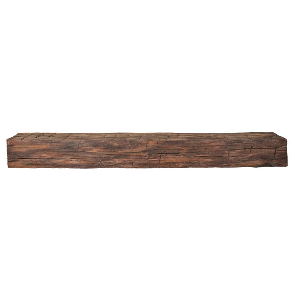 Tobacco Maduro non-combustible concrete mantel shelf with dark mahogany finish and authentic barn timber texture