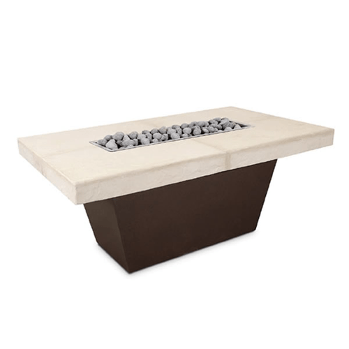 Tacoma Slate Gas Fire Pit Table with burning flames on slate surface
