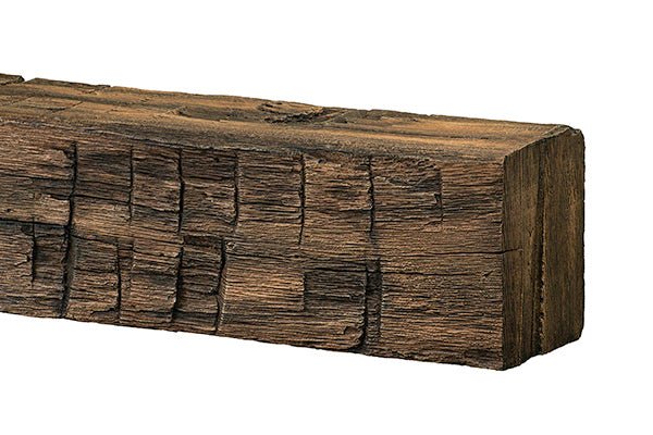 Tavern Timbered Beam Non-Combustible Mantel Shelf Fieldstone finish - ExceptionalFire
