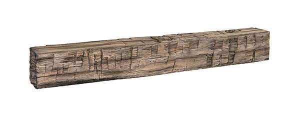 Tavern Timbered Beam Non-Combustible Mantel Shelf RIVER ROCK Finish - ExceptionalFire